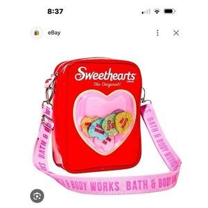 NWT bbw bath body works x sweethearts novelty kitsch crossbody bag purse pocketb